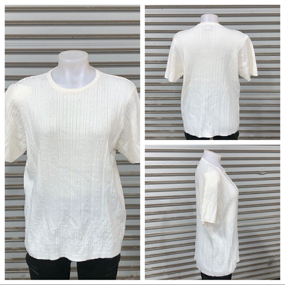 Alfred Dunner cream colored sweater with beads